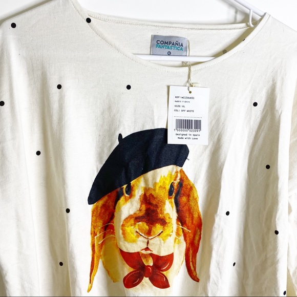 New with tags compañia fantastical rabbit polka dot T-shirt - Picture 3 of 6